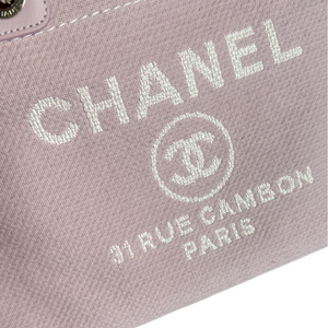 CHANEL DEAUVILLE TOTE BAG CANVAS PINK GHW