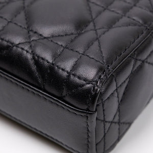 CHRISTIAN DIOR D-JOY MICRO BAG BLACK LAMBSKIN LEATHER LGHW