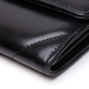 CHANEL 19 LONG FLAP WALLET BLACK LAMBSKIN LEATHER GHW (MICROCHIP)