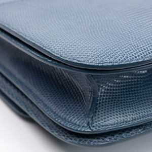 CELINE MEDIUM CLASSIC BOX BAG BLUE LIZARD SKIN LEATHER SHW