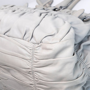PRADA NAPPA GAUFFRE LARGE BAG GREY SHW