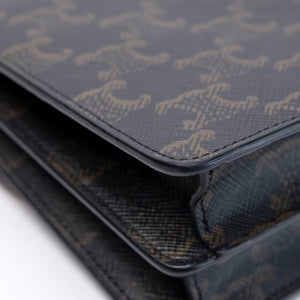 CELINE DOUBLE FLAP TRIOMPHE CANVAS WALLET ON STRAP GHW