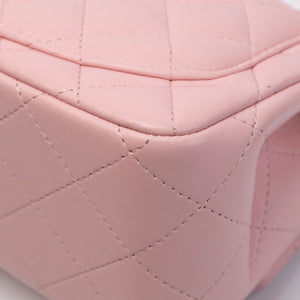 CHANEL MINI SQUARE FLAP BAG LAMBSKIN LIGHT PINK LGHW (MICROCHIP)
