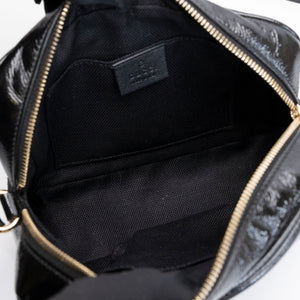 GUCCI SOHO DISCO CAMERA BAG PATENT LEATHER BLACK LGHW