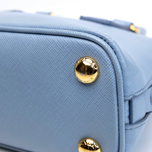 PRADA SAFFIANO LUX LEATHER MINI BAG BLUE GHW