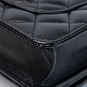 CHANEL 22K GOLD PILLAR WALLET ON CHAIN BLACK LAMBSKIN GHW