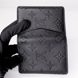 LOUIS VUITTON POCKET ORGANIZER MONOGRAM SHADOW BLACK LEATHER