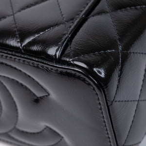 CHANEL LONG VANITY CASE BLACK SHINY CALFSKIN LEATHER GHW  (MICROCHIP)