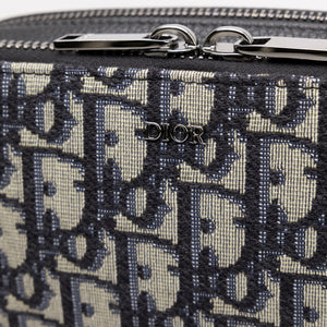 CHRISTIAN DIOR WALLET ON STRAP OBLIQUE JACQUARD CANVAS / LEATHER BLUE SHW