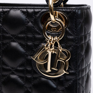 CHRISTIAN DIOR MINI LADY DIOR LAMBSKIN BLACK GHW