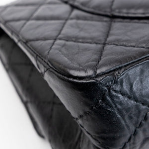 CHANEL SMALL 2.55 REISSUE DOUBLE FLAP BAG AGED CALFSKIN BLACK GHW