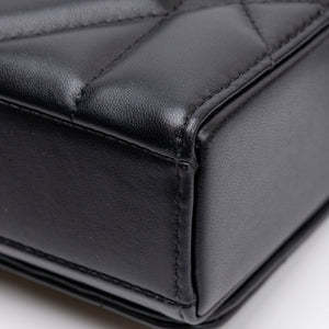 CHRISTIAN DIOR 30 MONTAIGNE CHAIN TOP HANDLE BAG BLACK LAMBSKIN LEATHER DARK SHW