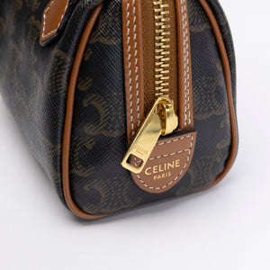 CELINE MINI BOSTON BAG TRIOMPHE CANVAS / CALFSKIN TAN GHW