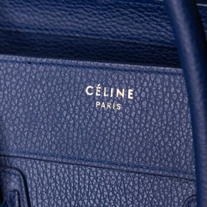 CELINE MICRO LUGGAGE TOTE BLUE CALFSKIN GHW