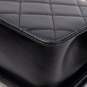 CHANEL GOLD CRUSH MINI FLAP BAG BLACK CALFSKIN LEATHER GHW (MICROCHIP)