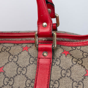 GUCCI GG SUPREME MEDIUM JOY BOSTON BAG BEIGE / RED GHW