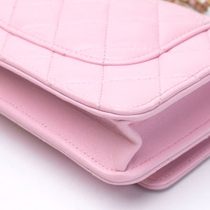 CHANEL 24S TOP HANDLE WALLET ON CHAIN PINK LAMBSKIN GHW