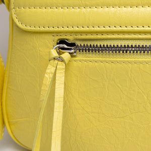 BALENCIAGA SMALL LE CAGOLE SLING SHOULDER BAG YELLOW LAMBSKIN LEATHER SHW
