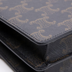 CELINE DOUBLE FLAP TRIOMPHE CANVAS WALLET ON STRAP GHW
