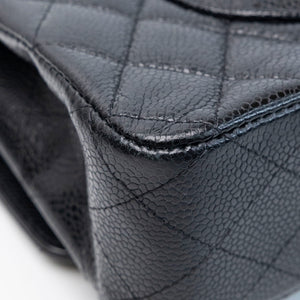 CHANEL MEDIUM CLASSIC DOUBLE FLAP BAG BLACK CAVIAR LEATHER SHW