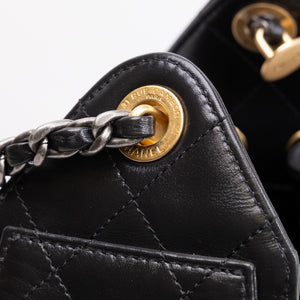 CHANEL MINI 25 BAG AGED CALFSKIN BLACK MULTICOLOUR HARDWARE (MICROCHIP)