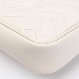 GUCCI GG MARMONT SUPER MINI BAG MATELASSE WHITE BRUSHED GHW