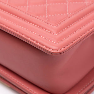 CHANEL SMALL LE BOY BAG PINK LAMBSKIN LEATHER GHW