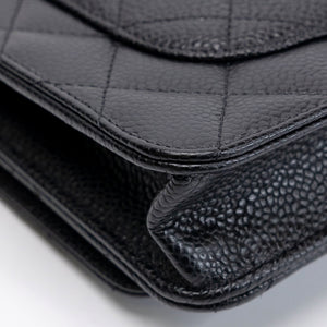 CHANEL CLASSIC WALLET ON CHAIN BAG BLACK CAVIAR GHW (MICROCHIP)
