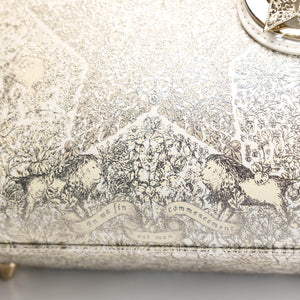 CHRISTIAN DIOR AROUND THE WORLD SMALL MY ABCDIOR LADY DIOR TOTE BAG WHITE GOLD CALFSKIN GHW