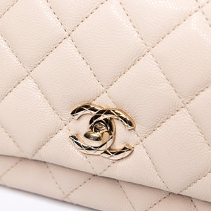 CHANEL 25S MINI COCO CRUSH HANDLE BAG CAVIAR BEIGE LGHW(MICROCHIP)