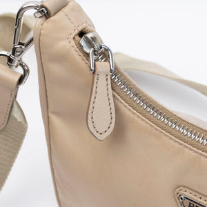 PRADA RE-EDITION 2005 SHOULDER BAG RE-NYLON BEIGE SHW