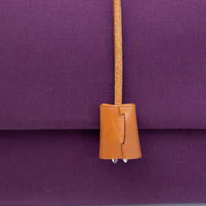HERMES HERBAG 39 ZIP BAG HUNTER / CANVAS PURPLE SHW STAMP SQUARE O