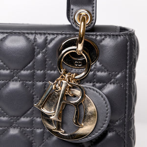 CHRISTIAN DIOR MY ABC DIOR SMALL LADY DIOR LAMBSKIN DARK GREY GHW