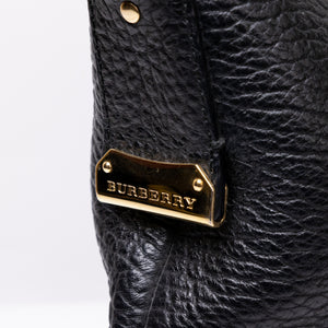 BURBERRY SMALL LEDBURY HOBO SATCHEL BLACK GRAINED CALFSKIN LEATHER GHW