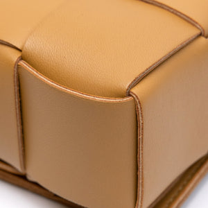 BOTTEGA VENETA TAN INTRECCIATO LEATHER CASSETTE CROSSBODY BAG GHW
