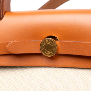 HERMES HERBAG 31 BEIGE HUNTER LEATHER / CANVAS GHW STAMP B
