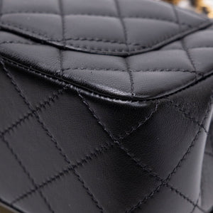 CHANEL 26C PEARL CRUSH MINI RECTANGULAR FLAP BLACK LAMBSKIN LEATHER GHW ( MICROCHIP)