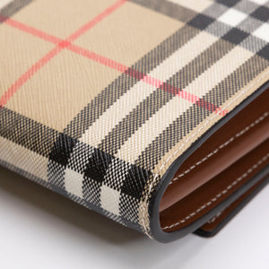 BURBERRY HANNAH WALLET ON CHAIN CALFSKIN / CANVAS GHW