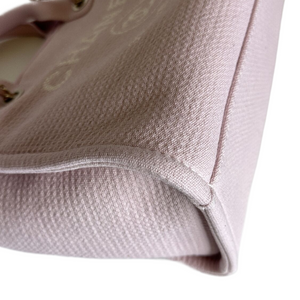 CHANEL DEAUVILLE TOTE BAG CANVAS PINK GHW