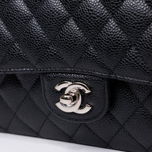 CHANEL CLASSIC FLAP MEDIUM BLACK CAVIAR LEATHER SHW