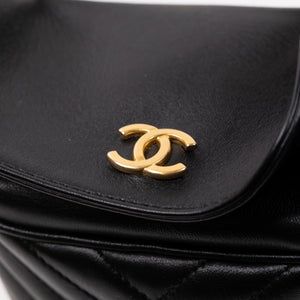 CHANEL QUILTED CHEVRON HANDLE WITH CHIC BUCKET BAG BLACK LAMBSKIN LEATHER GHW