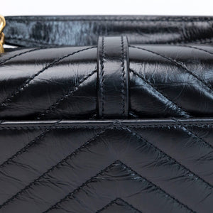 SAINT LAURENT COLLEGE SHOULDER BAG BLACK CALFSKIN LEATHER GHW