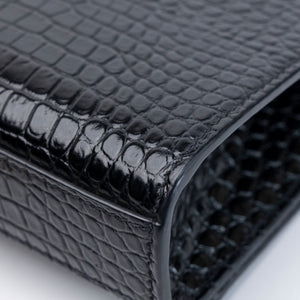 SAINT LAURENT SMALL KATE BAG WITH TASSEL CROC-EMBOSSED LEATHER BLACK GHW