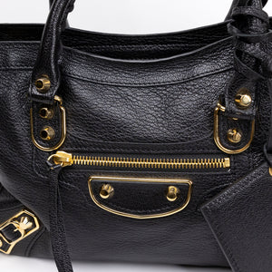 BALENCIAGA METALLIC EDG CITY S BAG BLACK GHW