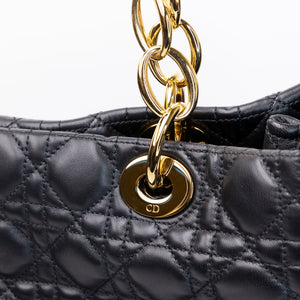 CHRISTIAN DIOR SOFT SHOPPING TOTE BLACK CANNAGE QUILTED LAMBSKIN GHW