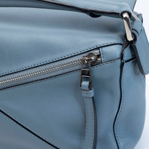 LOEWE SMALL PUZZLE BAG CALFSKIN STONE BLUE SHW
