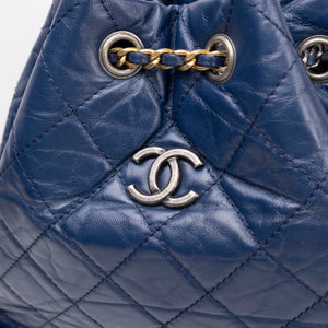 CHANEL SMALL GABRIELLE BACKPACK AGED CALFSKIN NAVY BLUE / BLACK RUTHENIUM HARDWARE