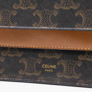 CELINE DOUBLE FLAP TRIOMPHE CANVAS WALLET ON STRAP