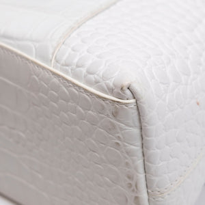 BALENCIAGA MEDIUN DOWNTOWN SHOULDER BAG EMBOSSED LEATHER WHITE SHW