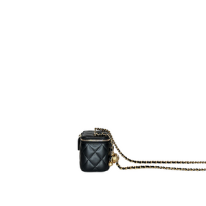 CHANEL MINI VANITY CASE WITH CHAIN BLACK CAVIAR GHW